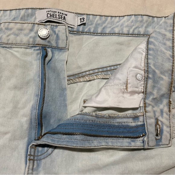 Refuge Denim Chelsea Light Blue Denim Shorts | Distressed - Picture 14 of 16